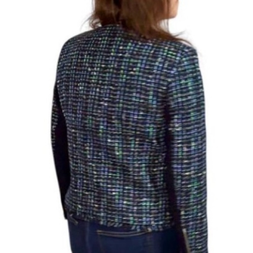NWT Ted Baker Blazer - Size 8 - Teal Tweed w/ Zipper Details - Picture 7 of 16